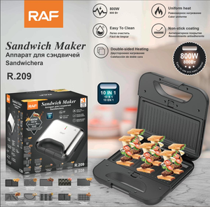 <span class=keywords><strong>Sandwichera</strong></span> RAF 10 en 1, 800W, Antiadherente, Doble Calentamiento, para Desayunos, Waffles, Donuts, Snacks, Uso Doméstico, 220-240V - Product Image 2
