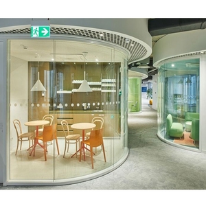 Đầy đủ chiều cao hiện đại cách âm kính không khung phân vùng Tường Cong văn phòng kính phân vùng với kính trong suốt - Product Image 4