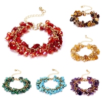 Bracelet bohème coloré en pierres naturelles, fait main, multi-couches, en gravier naturel et cristaux
