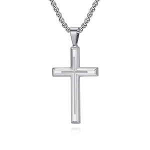 Unisex <b>Cross</b> Pendant Necklace Stainless Steel Gold Plated Everyday Wear - Product Image 5