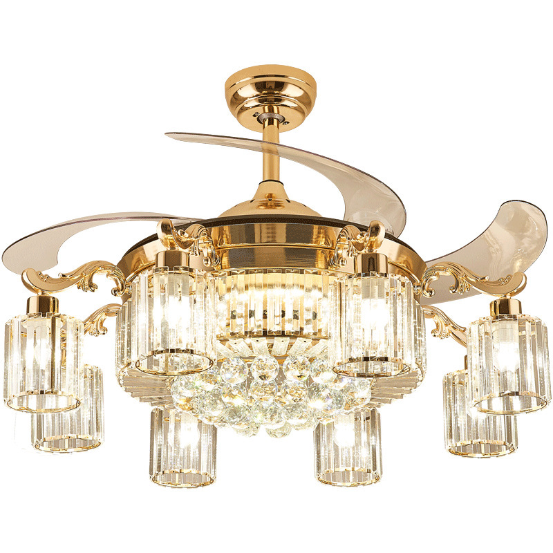 Living Room Ceiling Fans Pendant Light Smart APP Remote Control Foldable Chandelier Lights Fan Dimmable Ceiling Lamp