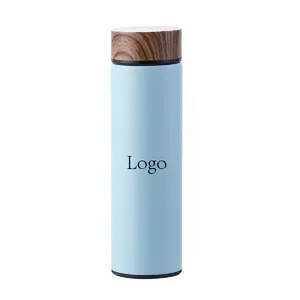 17 oz Wooden pattern lid vacuum bottle thermos flasks insulated water bottle 500 ml thermos cups with infuser for gift use