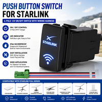 Interrupteur à bouton-poussoir 4 pôles 12V LED étanche marche/arrêt avec faisceau de câblage pour Starlink Mini Gen1 Gen2 Gen3