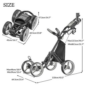Chariot de golf à 4 roues pliable avec porte-parapluie – Prix usine - Product Image 2