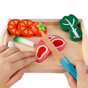 محاكاة مطبخ نتظاهر لعبة خشبية الكلاسيكية لعبة مونتيسوري لعبة تعليمية للأطفال أطفال هدية قطع الفاكهة الخضار مجموعة