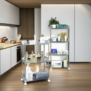 Étagères de cuisine transparentes en gros, chariot de rangement mobile en PET avec roulettes, utilitaire, facile à assembler, étagère à articles divers - Product Image 2