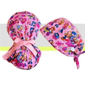Cappello da Infermiera Personalizzato con Logo, Stampa Cartoon, Regolabile <span class=keywords><strong>in</strong></span> Cotone, Cappelli Sanitari con Fodera <span class=keywords><strong>in</strong></span> Raso e Apertura per Coda di Cavallo per Donne con Capelli Lunghi - Product Image 3