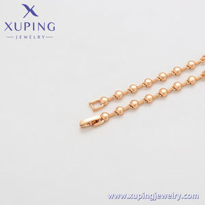 XUPING Collar de Cadena con Cuentas y Circonitas de 6MM, Chapado en Oro Rosa de 18K, Acero Inoxidable, Joyería Minimalista - Product Image 5