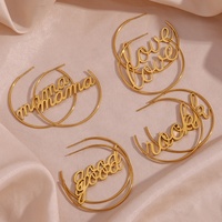 Dreamshow letra grabada declaración exagerada pendientes de moda PVD chapado en oro Acero inoxidable regalo del Día de la madre