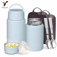 Thermos alimentaire en acier inoxydable, boîte à lunch isotherme sous vide avec cuillère et sac pour le bureau, l'école, la soupe, les repas, les voyages