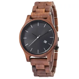 Luxe Natuurlijke Quartz Movt Aangepaste Logo Hout Klok Horloges Relojes De Madera Holz Uhr Sport