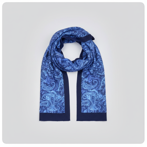 Exve Exclusive Bufanda de punto de doble cara con estampado digital de diseño de chal azul marino AE3463 - Product Image 2