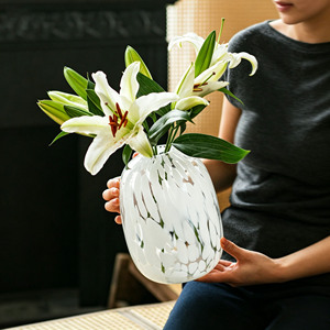 Jarrón de Vidrio Blanco Estilo Zen Chino Ruixue, Elegante Adorno de Mesa de Lujo Francés, para Decoración del Hogar con Flores Frescas - Product Image 4
