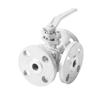 Vanne à boisseau flottant manuelle à trois voies en acier inoxydable à plateforme haute ISO5211, montage direct, vanne industrielle