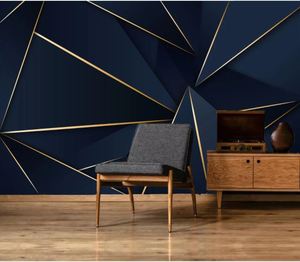 Hermoso papel de pared personalizado con estilo líneas abstractas azules - Product Image 2