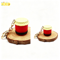 Mini tambour de danse du lion de style chinois, tambour à sept étoiles, pendentif, porte-clés, cadeau culturel et créatif