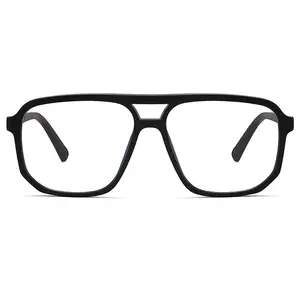 패션 더블 코 다리 남성 사각 안경 금속 대형 Tr90 광학 프레임 안티 블루 라이트 안경