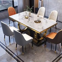 Ensemble table et chaises de salle à manger en acier carbone de style luxueux ; Table rectangulaire compacte pour petites maisons et restaurants ; Résistant aux hautes températures