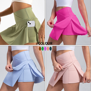 Hoge Taille Yoga Shorts Rok Voor Sport Tennis Fitness Loopt Snel Droog Licht Naadloze Oefening Outdoor Zak Coole Tenniskleding - Product Image 2