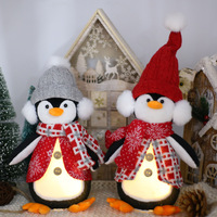 Großhandel Handgefertigte LED-Beleuchtete Weihnachts-Pinguin-Gnom-Plüschpuppe Batteriebetriebene Tischdekoration Weihnachtsschmuck für Zuhause und Feiertage