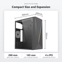 Casing PC M-atx Langsung dari Pabrik dengan Lampu ARGB Grosir Mid Tower Panel Samping Akrilik Transparan Casing Komputer Mid Tower
