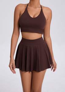 Falda de tenis al por mayor, conjunto de 2 piezas, faldas de tenis para mujer, ropa de tenis para mujer, conjuntos de gimnasio, Sujetador deportivo y faldas con pantalones cortos - Product Image 2