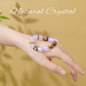 Pulsera de Cuentas de Amatista Lavanda Natural y Agarwood, Joyería de Mano de Cristal para Mejorar el Amor, la Riqueza y el Poder de Acción de las Personas - Product Image 2