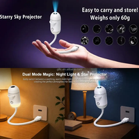Lampe de nuit Galaxy 2 en 1 360 ° Projecteur LED USB Rotatif Mini HD Premium Ciel Étoilé Lampe d'Ambiance pour Plafond de Chambre et Voiture