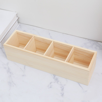 Boîte de rangement rustique multi-compartiments en bois poli écologique, faite à la main en pin, pour bureau, cuisine, bricolage