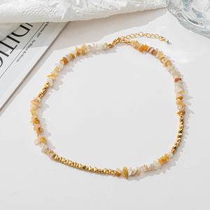 Collar <span class=keywords><strong>de</strong></span> Gargantilla con Cuentas Hechas a Mano, Collar <span class=keywords><strong>de</strong></span> Piedras <span class=keywords><strong>de</strong></span> Cristal Curativas Irregulares, Joyería Bohemia para Mujer - Product Image 5