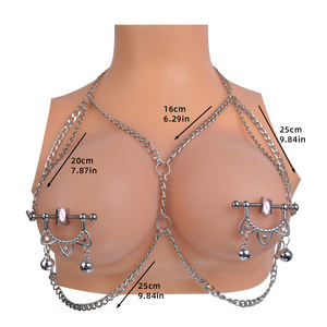 Pinzas para pezones de cuero con cadena de PP, cadena Golly, estimulación de senos femeninos, clips para pezones torcidos sexy BDSM para mujeres, juguete erótico - Product Image 5
