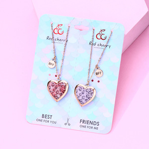 Prix d'usine vente en gros paillettes coeur médaillon pendentif colliers <span class=keywords><strong>pour</strong></span> hommes meilleur ami - Product Image 6