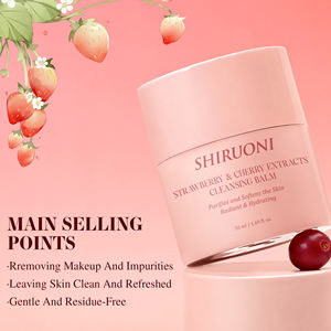 Bálsamo Limpiador Facial Vegano Orgánico Transparente con Extracto de Frutas (Cereza y Fresa), Control de <span class=keywords><strong>Grasa</strong></span> y Desmaquillante en <span class=keywords><strong>Crema</strong></span>, Marca Blanca - Product Image 3