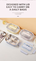 Boîte à bento mignonne empilable en acier inoxydable 304 sans BPA, étanche, chauffable, avec couvercle en plastique, 4 compartiments, couverts intégrés, pour nouveau-né
