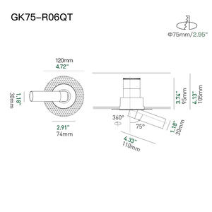 XRZLux 8W Downlight LED <span class=keywords><strong>Encastrable</strong></span> Sans Cadre Dimmable Intérieur Anti-Éblouissement Projecteur COB Rétractable Rotatif en Aluminium Angle de Faisceau 25° - Product Image 5