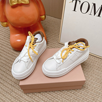 Baskets blanches à plateforme pour femme, style designer, de haute qualité, à double lacet, en cuir, décontractées, pour la marche quotidienne
