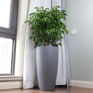 Pot tanaman plastik dalam ruangan, pot penanam Set plastik warna hitam abu-abu desain <span class=keywords><strong>Modern</strong></span> untuk taman dan bunga luar ruangan - Product Image 1