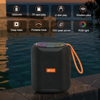 Haut-parleur portable d'extérieur sans fil 5W, batterie 1800mAh, lumière RGB, lecture carte TF, OEM disponible et vente en gros de haut-parleurs