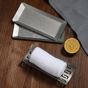 Vintage Stainless Steel <b>Towel</b> Tray Distressed Finish Hotel Restaurant Serving Tray Multifunctional Snack Dessert Barbecue Tray - Product Image 2