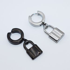 Pendientes con forma de candado, de acero inoxidable y titanio, unisex, joyería colgante, diseño geométrico de moda - Product Image 4