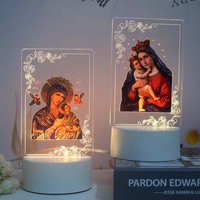 Objets Religieux Catholicisme Christianisme Cadeaux Chrétiens Produits Fête Célébration Cadeaux Lampe de Nuit 3D Éclairage