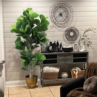 OH ARTS - Grand arbre artificiel Ficus Lyrata de 1,80 m (6 pieds) - Faux figuier à feuilles de violon en soie pour intérieur et extérieur, maison, salon