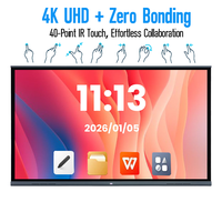 Tableau blanc interactif LCD 4K de 65/75/86 pouces, 40 points tactiles, Android 16, tableau intelligent pour l'éducation, 4 Go de RAM, 32 Go