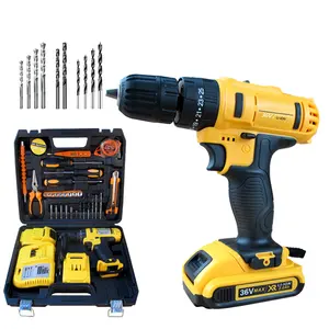 Li-ion Battery Cordless Power Hand Drill Driver Machine China Supplier Powerful 12V Tools Electric Plastic Box Industrial Orange