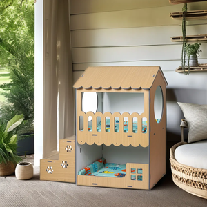 2024 confortable chat chalet Double couche chaud petit Animal lit pour animaux de compagnie motif Animal jeu parfait repos chat nid chat escalade paradis - Product Image 1