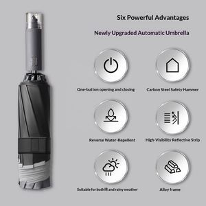 Martillo Rompeventanas Creativo de Tres Pliegues, Herramienta de Escape de Emergencia para Coche, Paraguas Automático con Revestimiento Negro para Sol y Lluvia, Regalos de Negocios - Product Image 2