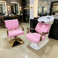 Fauteuil de lavage populaire pour salon de coiffure – Meilleur rapport qualité-prix et mobilier de salon très demandé – Fauteuil de lavage classique rose en gros