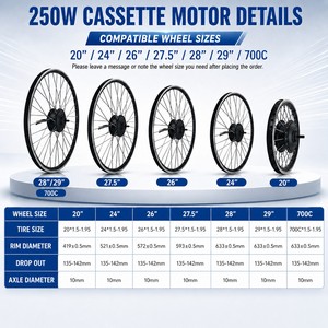 Kit de Conversión de Bicicleta Eléctrica con Motor de Cubo Trasero de 36V 250W, Pantalla LCD8H, Kit de Bicicleta Eléctrica Impermeable para Bicicleta de Montaña de 20 a 29 Pulgadas 700C - Product Image 6