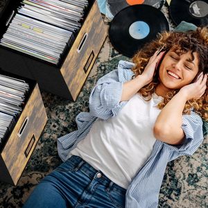 Bán Buôn 2-Mảnh Vải Polyester Vải Đa Chức Năng Máy hát Ghi Lưu Trữ Hộp Tổ Chức Có Nắp Đậy Lưu Trữ Đóng Mở Thùng - Product Image 5