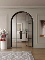 Puerta Corrediza Moderna de Aluminio de Lujo con Doble Vidrio Templado, Aislamiento Acústico, Diseño Curvo de Vidrio Blanco, Garantía de 2 Años para Villas